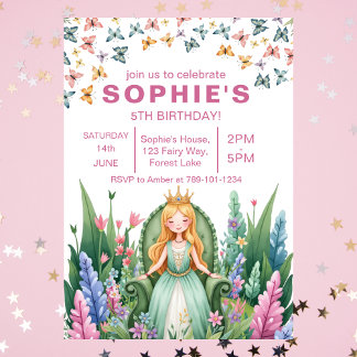 Förändrad Forest Fairy Princess Birthday Inbjudningar