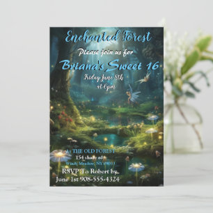 Förändrad Forest Fairy Sweet 16-inbjudan Inbjudningar
