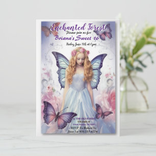 Förändrad Forest Fairy Sweet 16-inbjudan Inbjudningar