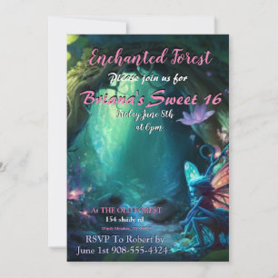 Förändrad Forest Fairy Sweet 16-inbjudan Inbjudningar