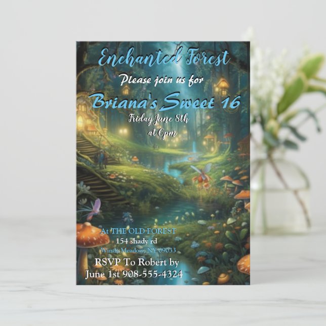 Förändrad Forest Fairy Sweet 16-inbjudan Inbjudningar (Stående Fram)