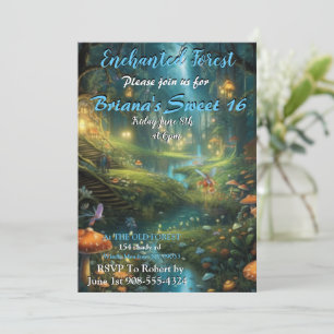 Förändrad Forest Fairy Sweet 16-inbjudan Inbjudningar