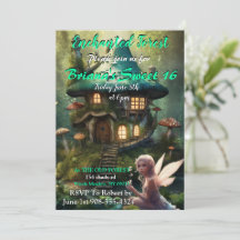 Förändrad Forest Fairy Sweet 16-inbjudan