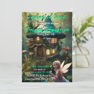 Förändrad Forest Fairy Sweet 16-inbjudan Inbjudningar
