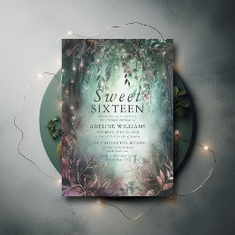 Förändrad Forest Guld Vines Mauve Magic Sweet 16 Inbjudningar