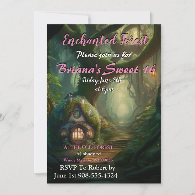 Förändrad Forest House Sweet 16-inbjudan Inbjudningar (Framsida)