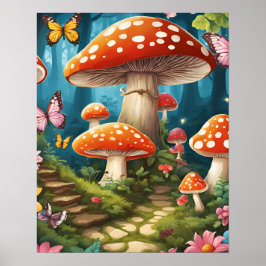 Förändrad Forest Magic Mushroom Trappor Poster