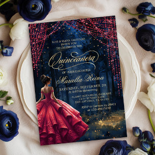 Förändrad Forest Red Quinceañera Inbjudningar
