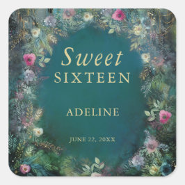 Förändrad Forest Ro Greenery Fairy Woodland Namn Fyrkantigt Klistermärke