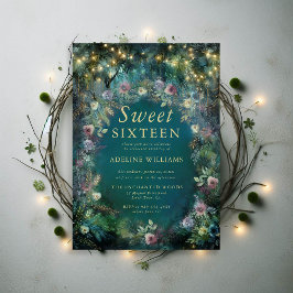 Förändrad Forest Ro Greenery Magic Sweet 16 Inbjudningar