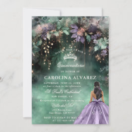 Förändrad Forest Rosa Lavender Elegant Quinceanera Inbjudningar