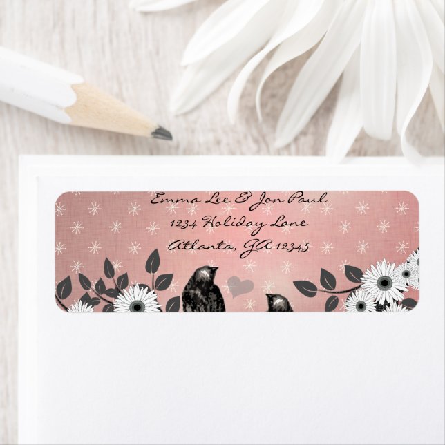 Förändrad Forest Rosa Love Bird Adress Returadress Etikett (Insitu)