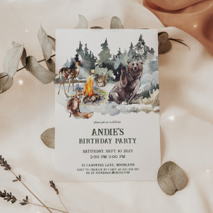 Förändrad Forest Rustic Woodland Boy 1st Birthday Inbjudningar