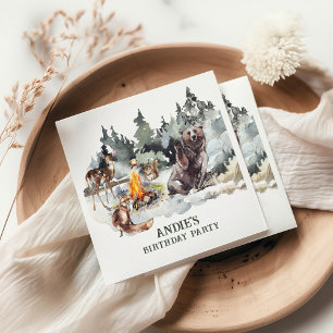 Förändrad Forest Rustic Woodland Boy 1st Birthday Pappersservett