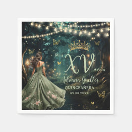 Förändrad Forest Sage Grönt Dress Quinceañera XV Pappersservett