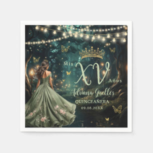 Förändrad Forest Sage Grönt Dress Quinceañera XV Pappersservett
