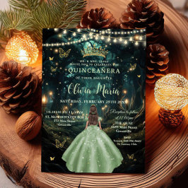 Förändrad Forest Sage Grönt Dress XV Quinceañera Inbjudningar