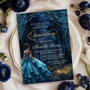 Förändrad Forest Teal Quinceañera Inbjudningar