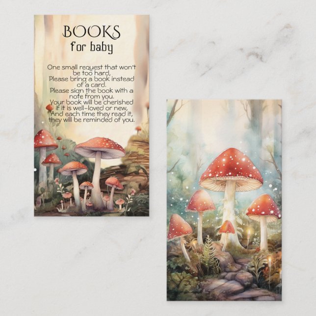 Förändrad Forest Toadstool Mushroom Bokar för baby Visitkort (Fram/baksida)