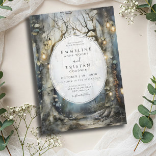 Förändrad Forest Väg Glowing Ljus Bröllop Inbjudningar