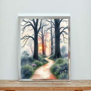 Förändrad Forest Väg vid Sunset Poster