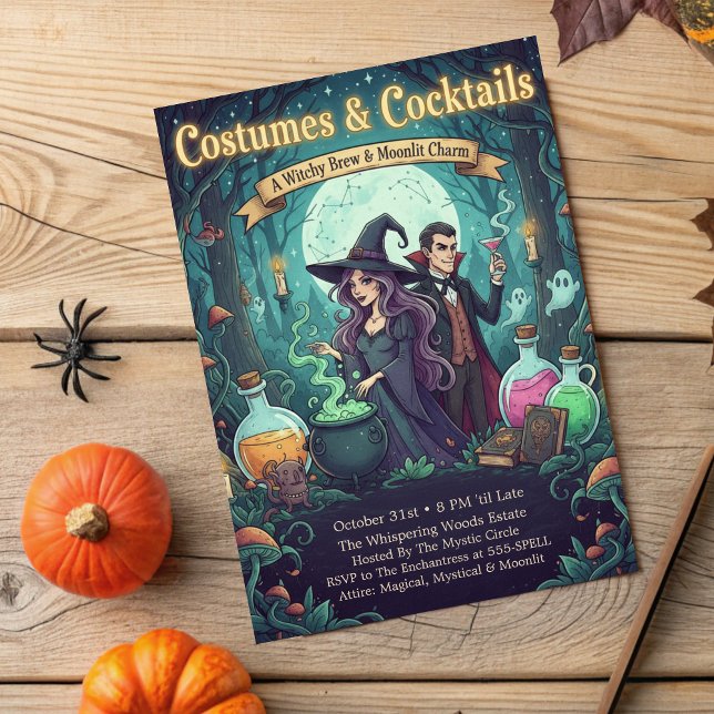 Förändrad Forest Witchy Brew Costumes & Cocktails Inbjudningar (Skapare uppladdad)