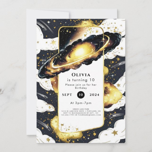 Förändrad Galaxy Space Birthday Inbjudningar (Framsida)
