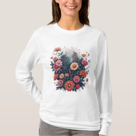 Förändrad Garden - Färgfull Blommigt Bouquet med M T Shirt