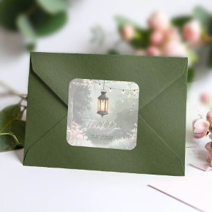 Förändrad Garden Lantern Tack-Rosa-ID1163 Fyrkantigt Klistermärke