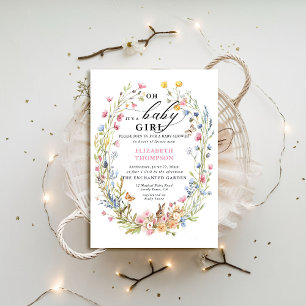 Förändrad Garden WildblomBunny Bird Baby Shower Inbjudningar