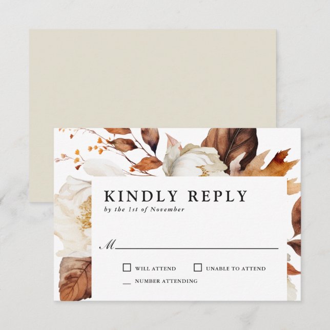 Förändrad hösten Rustic Boho Blooms Bröllop OSA Kort (Fram/baksida)