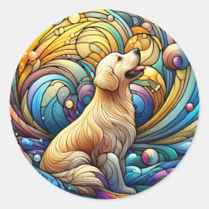 Förändrad Hund på konsmisk keramik Swirls Runt Klistermärke
