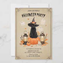 Förändrad inbjudan till Black Cat Halloween fest