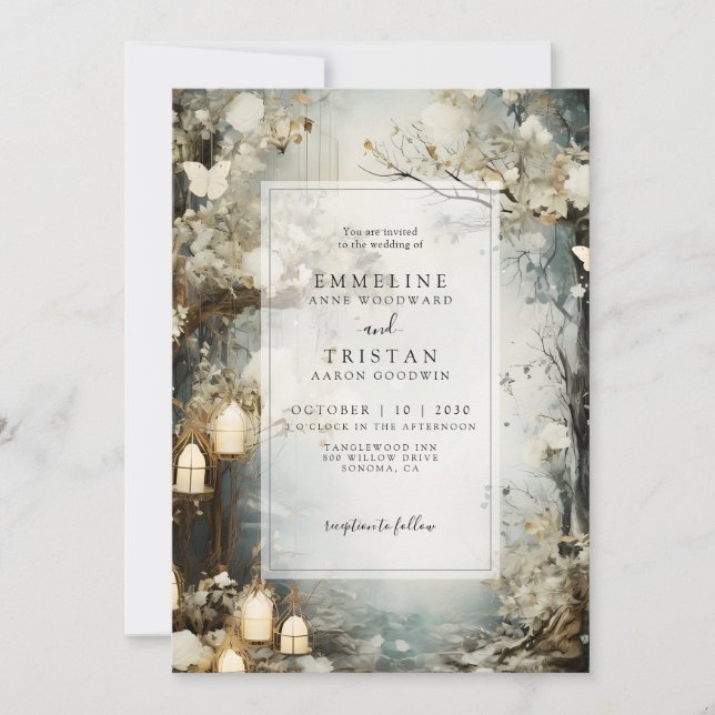 Förändrad inbjudan till Forest Candlelight Wedding (Framsida)