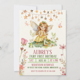 Förändrad inbjudan till Forest Fairy First Birthda
