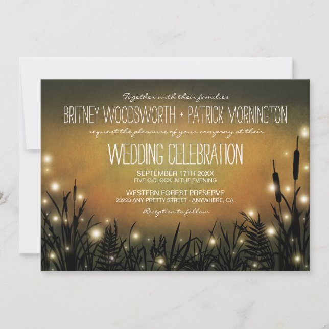 Förändrad inbjudan till Forest Firefly Wedding (Framsida)