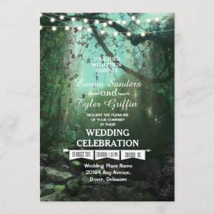 Förändrad inbjudan till Forest Ljus Rustic Wedding