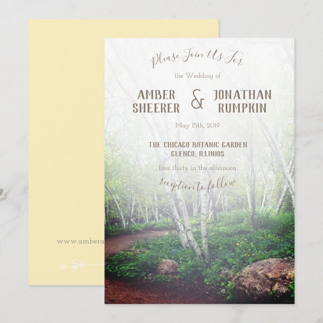 Förändrad inbjudan till Forest Wedding (Fram/baksida)