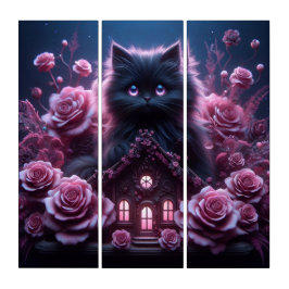 Förändrad Kitten Haven: 3D-Mörk Fantasy Art Print