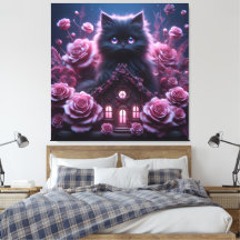 Förändrad Kitten Haven: 3D-Mörk Fantasy Art Print