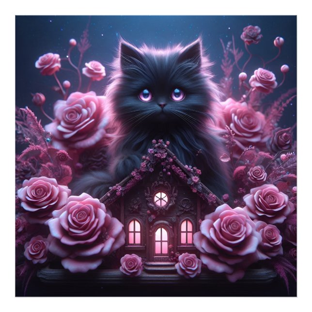 Förändrad Kitten Haven: 3D-Mörk Fantasy Art Print Fototryck (Framsidan)