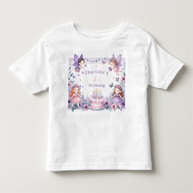 Förändrad Lila Fairy-trädgård - födelsedag T Shirt (Framsida)