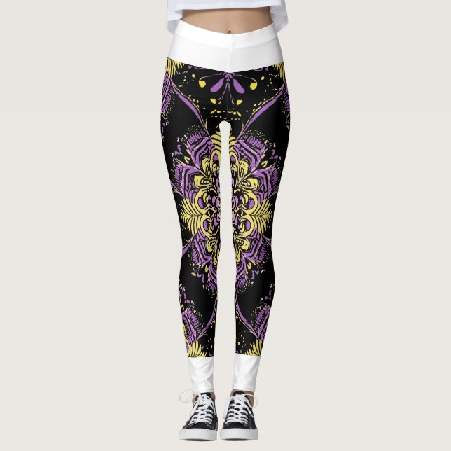 Förändrad Lila Guld Mandala Leggings (Framsida)