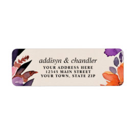 Förändrad Lila + Orange Blommigt Halloween Bröllop Returadress Etikett
