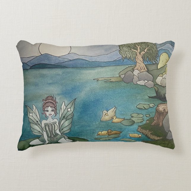 "Förändrad Lily Pond" accent Pillow Prydnadskudde (Framsidan)