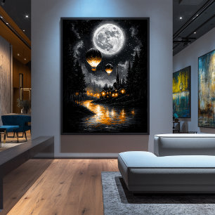 Förändrad månatlig flygning - Luftballong för Vint Poster