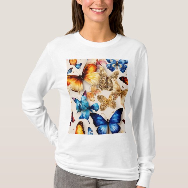 Förändrad metallhaltig fjäril T-Shirt-samling T Shirt (Framsida)