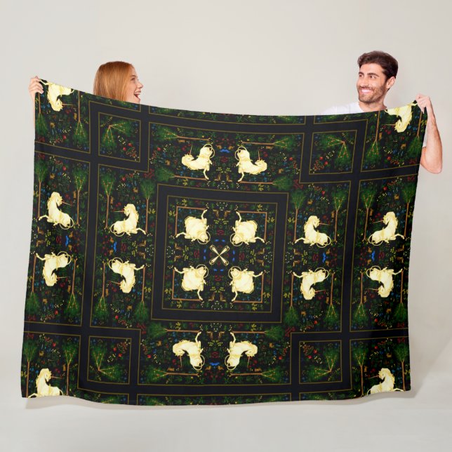 Förändrad Mörk Unicorn Garden Quilt Fleecefilt (På plats)