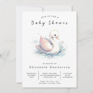 Förändrad Online Svan Baby Shower Inbjudningar