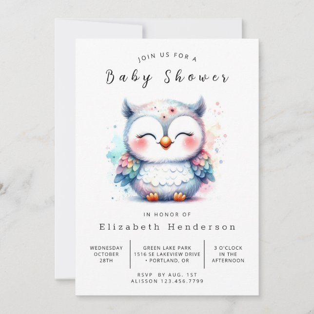 Förändrad Online Uggla Baby Shower Inbjudningar (Framsida)